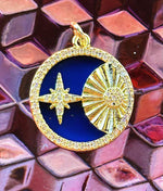 Eiluj Beauty Blue Sun & Star Customizable 18K Gold Dainty Necklace With Charms