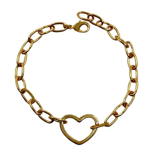 Eiluj Beauty Bracelet Plated Link Chain with Gold Fill Heart Center