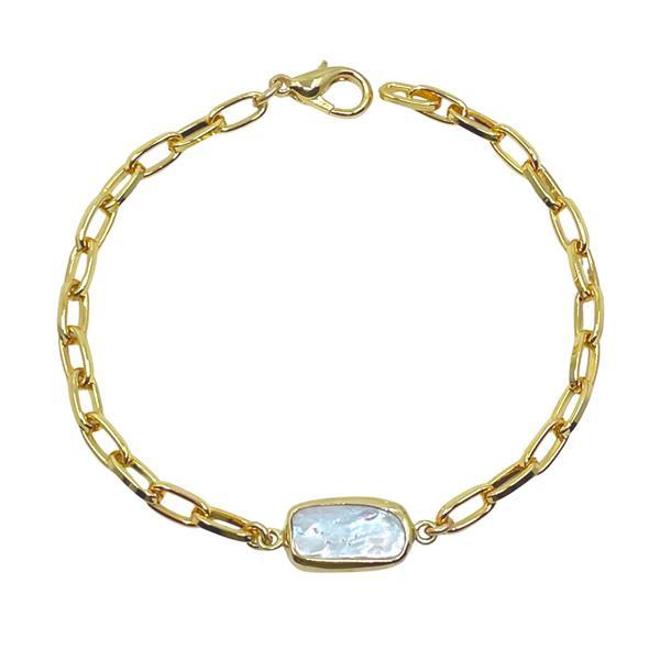 Eiluj Beauty Link Gold Plated Bracelet with Fresh Water Pearl
