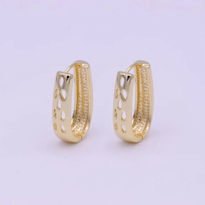 Eiluj Beauty Gold Filled Oblong Minimalist Huggie Hoop Earrings