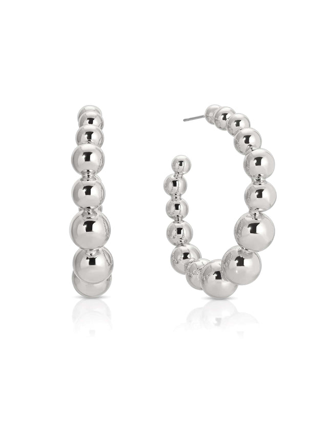Ettika Earrings Silver Plated / One Size Bubble Ball Hoops