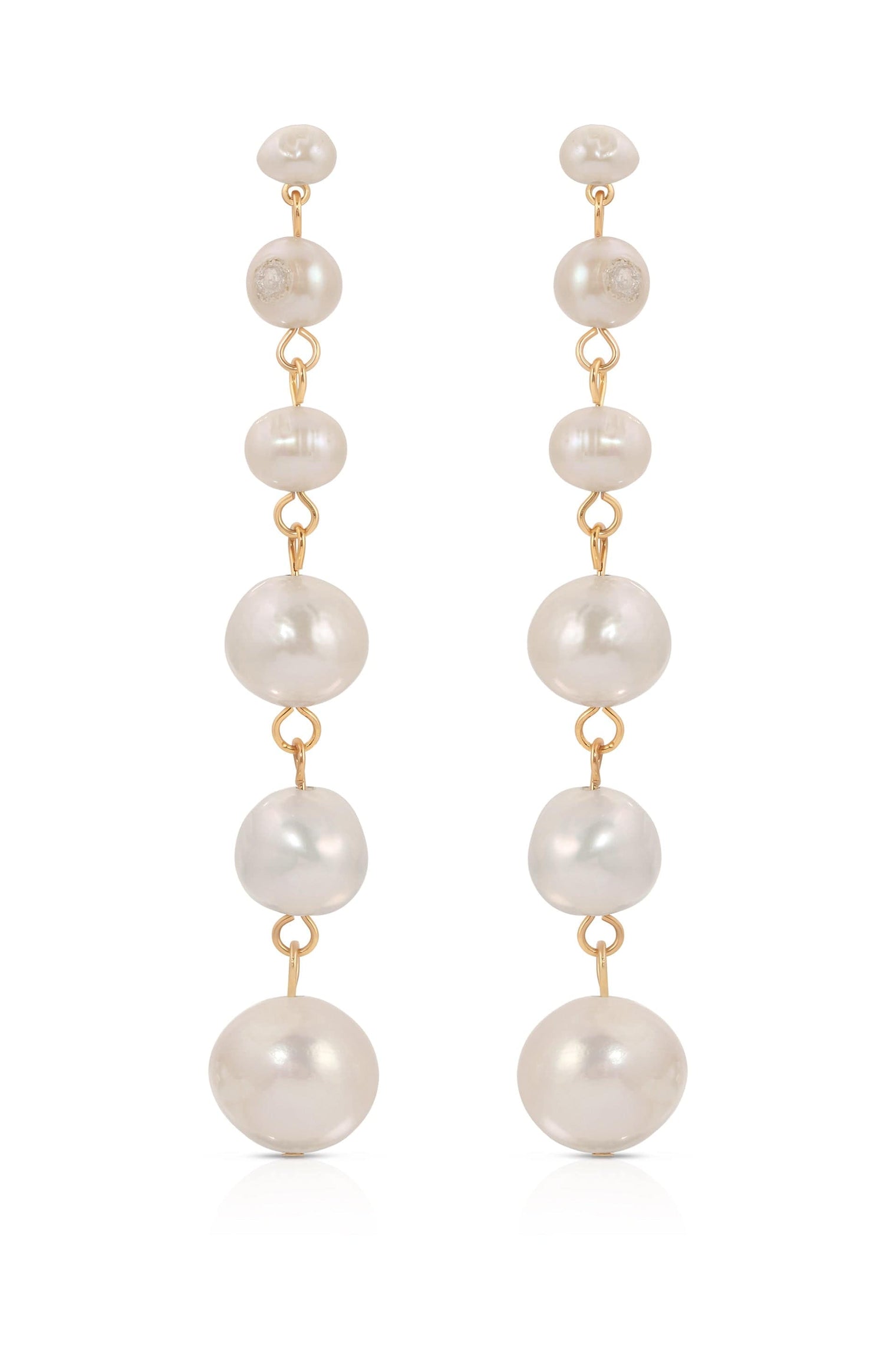 Ettika Earrings Freshwater Pearl / One Size Graduating Freshwater Pearl Earrings