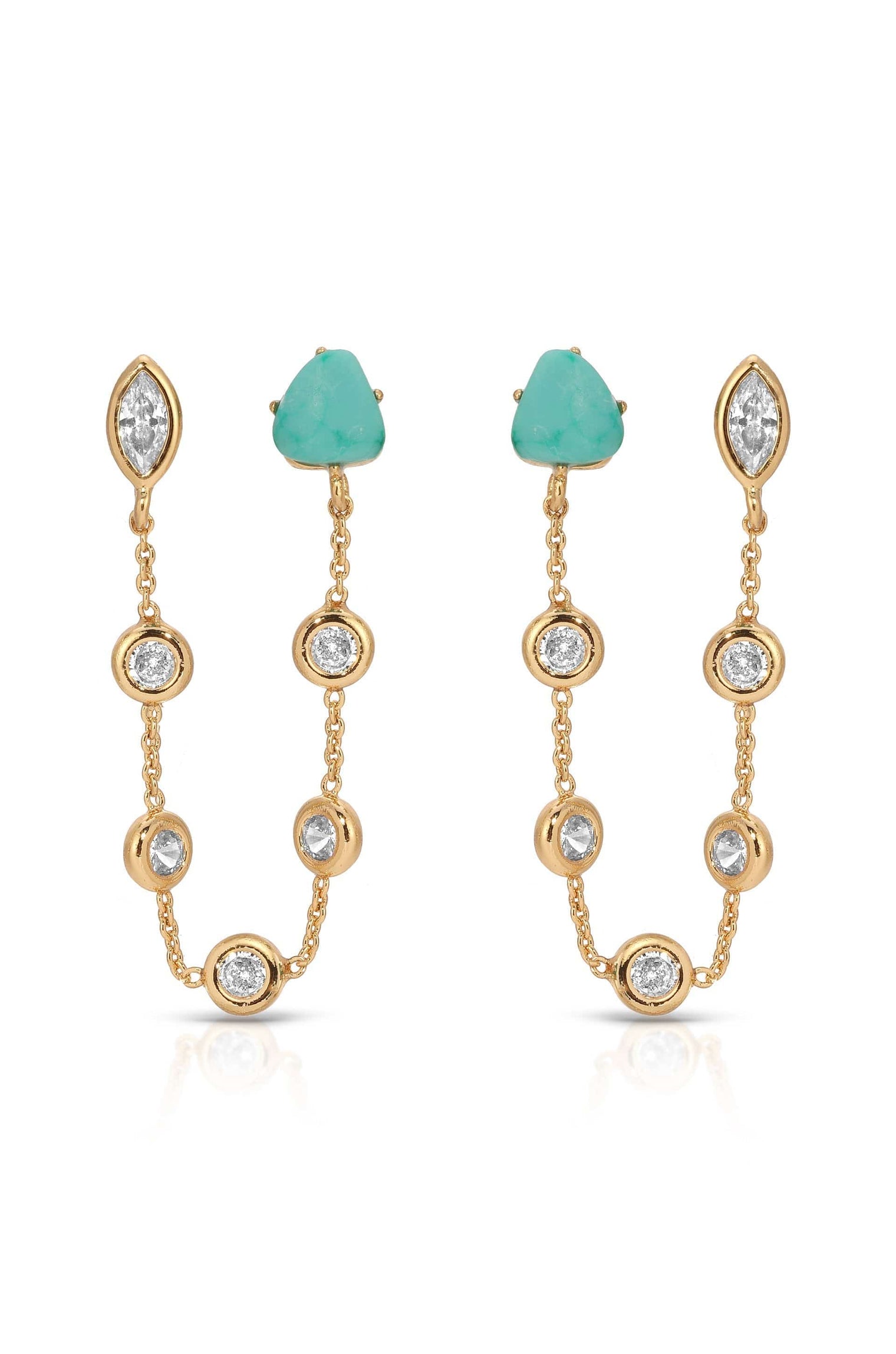 Ettika Earrings Turquoise with 18k Gold Plating / One Size Double Piercing Turquoise Earrings