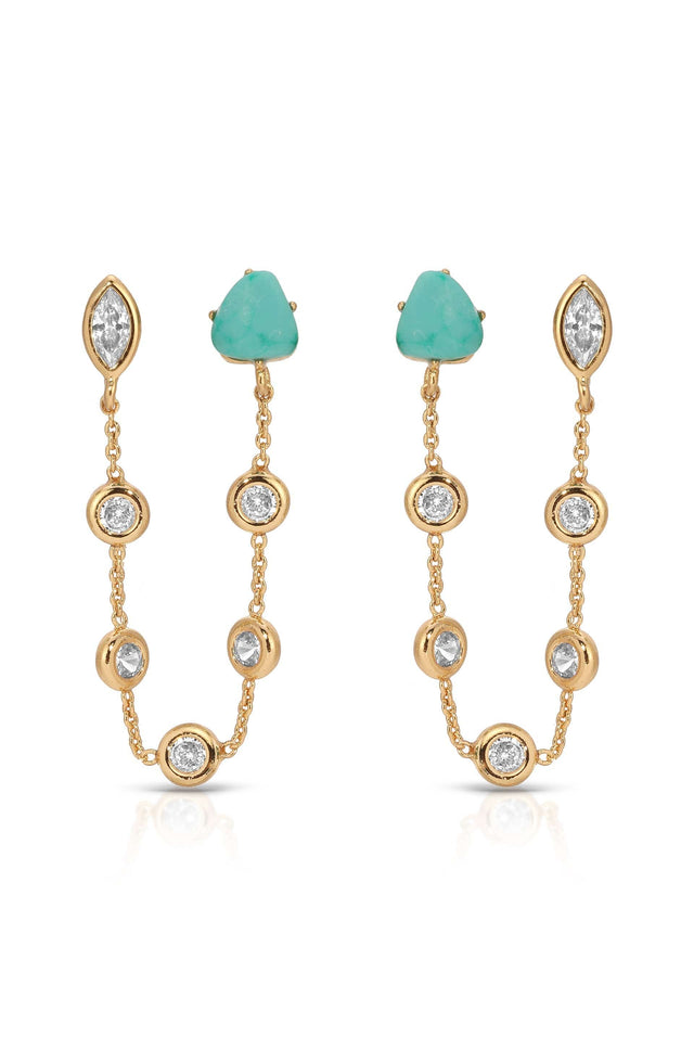 Ettika Earrings Turquoise with 18k Gold Plating / One Size Double Piercing Turquoise Earrings