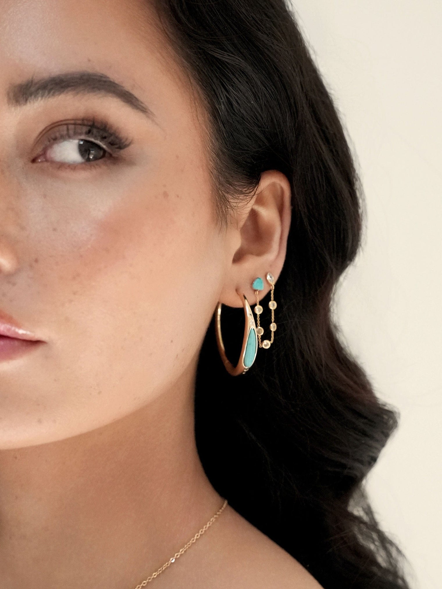 Ettika Earrings Turquoise with 18k Gold Plating / One Size Double Piercing Turquoise Earrings