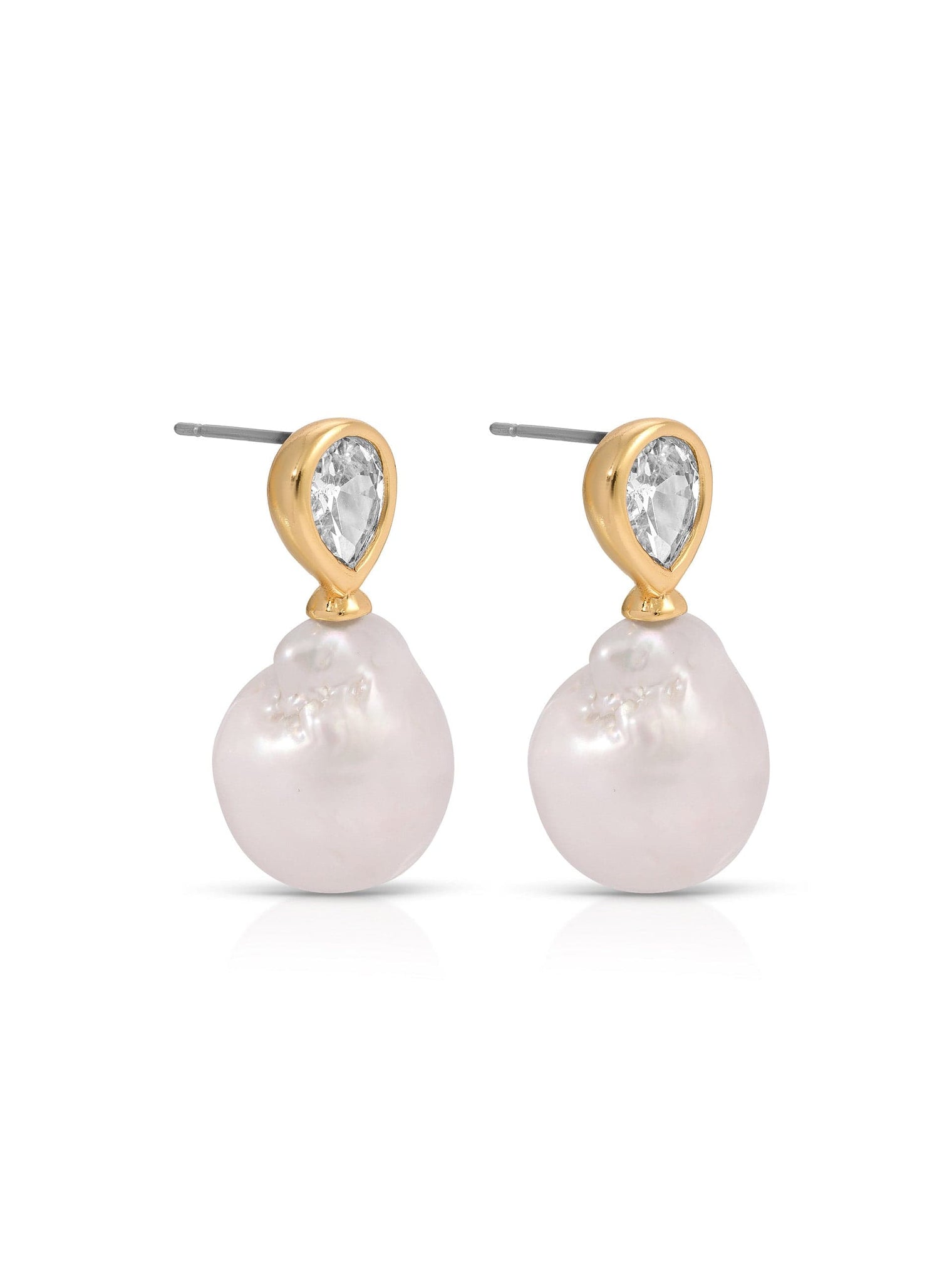 Ettika Earrings Clear Crystal with 18k Gold Plating / One Size Freshwater Heirloom Earrings