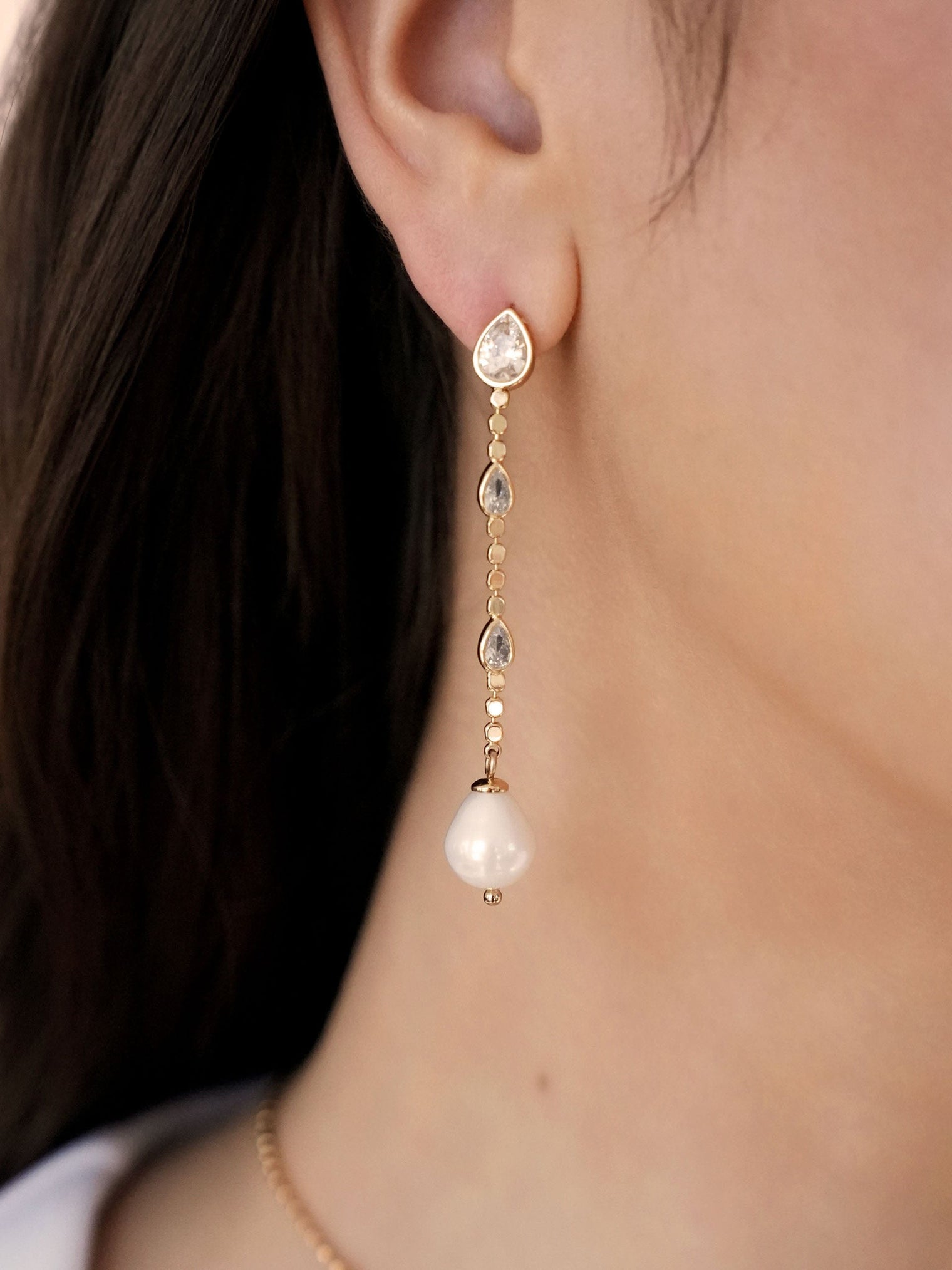 Ettika Earrings Droplet Crystal and Pearl Earring