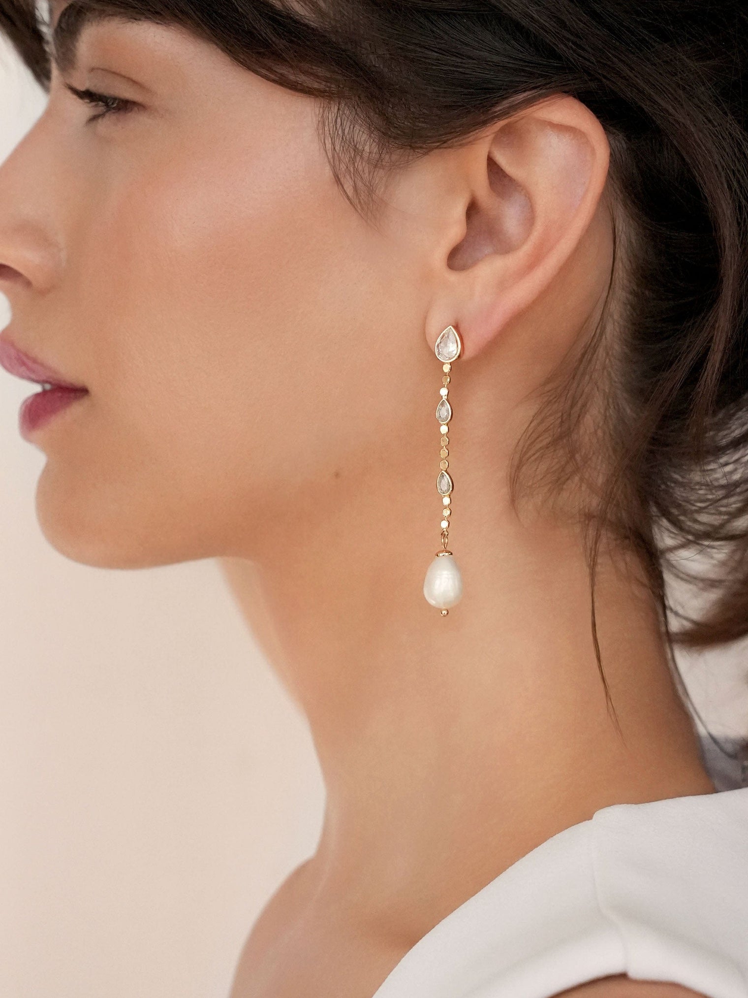 Ettika Earrings Droplet Crystal and Pearl Earring