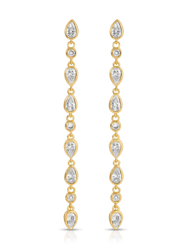 Ettika Earrings Clear Crystal with 18k Gold Plating / One Size Crystal Rainfall Earrings
