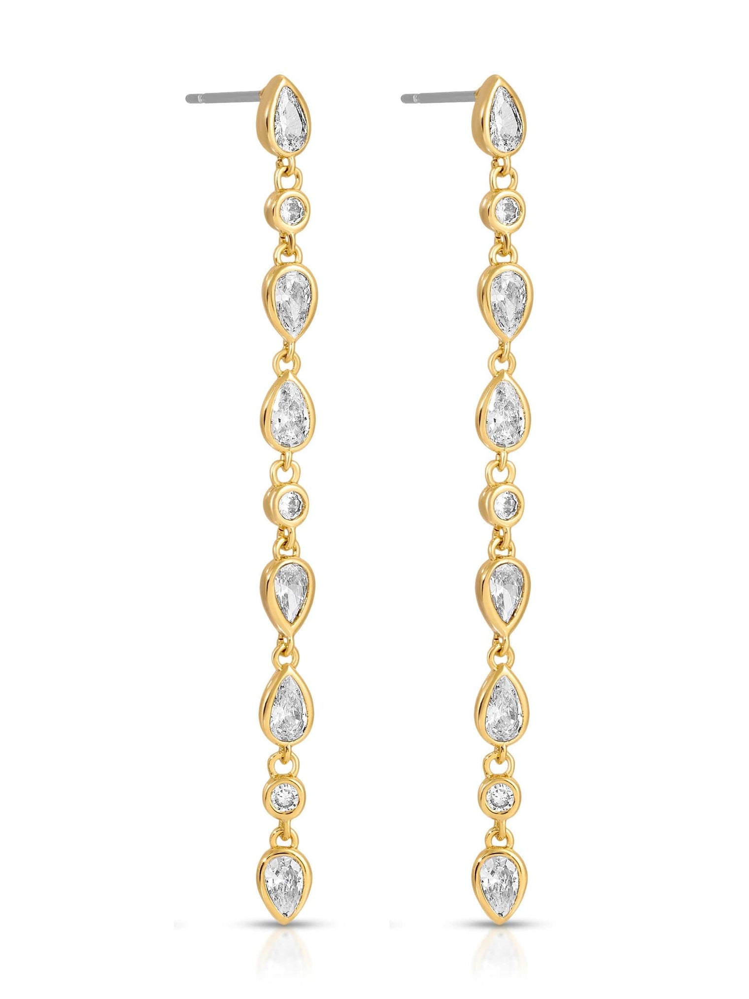 Ettika Earrings Clear Crystal with 18k Gold Plating / One Size Crystal Rainfall Earrings