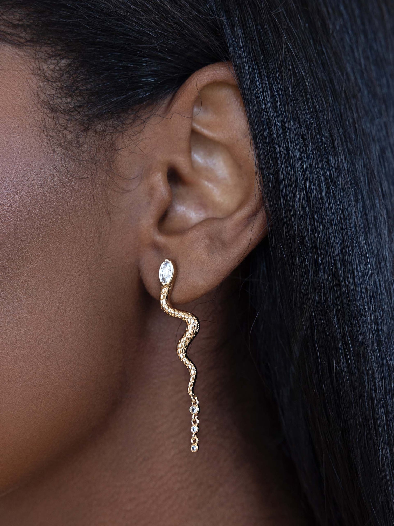 Ettika Earrings Clear Crystal with 18k Gold Plating / One Size Serpentina Earrings