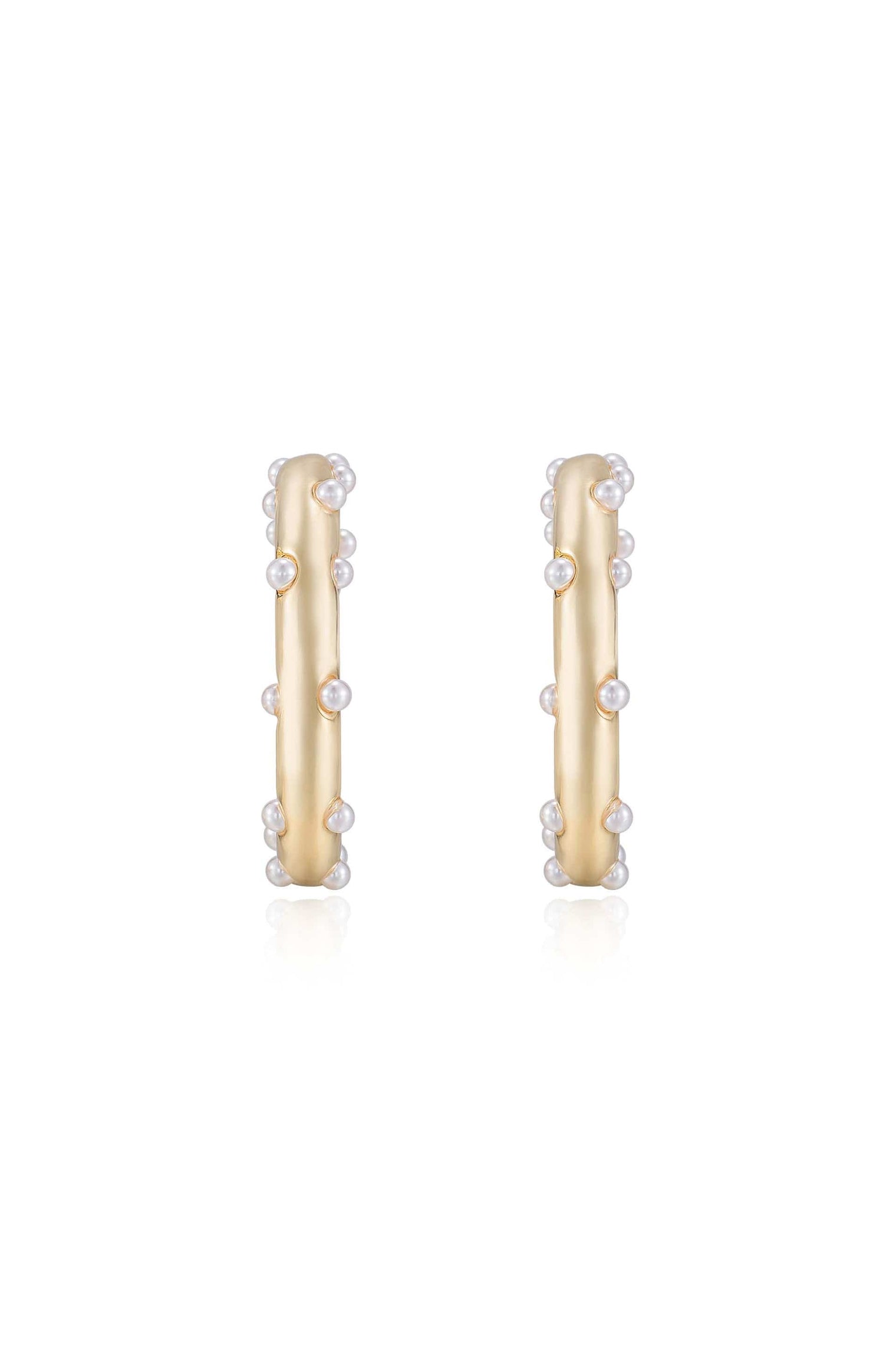 Ettika Earrings Pearl / One Size Spotted Pearl Hoop Earrings