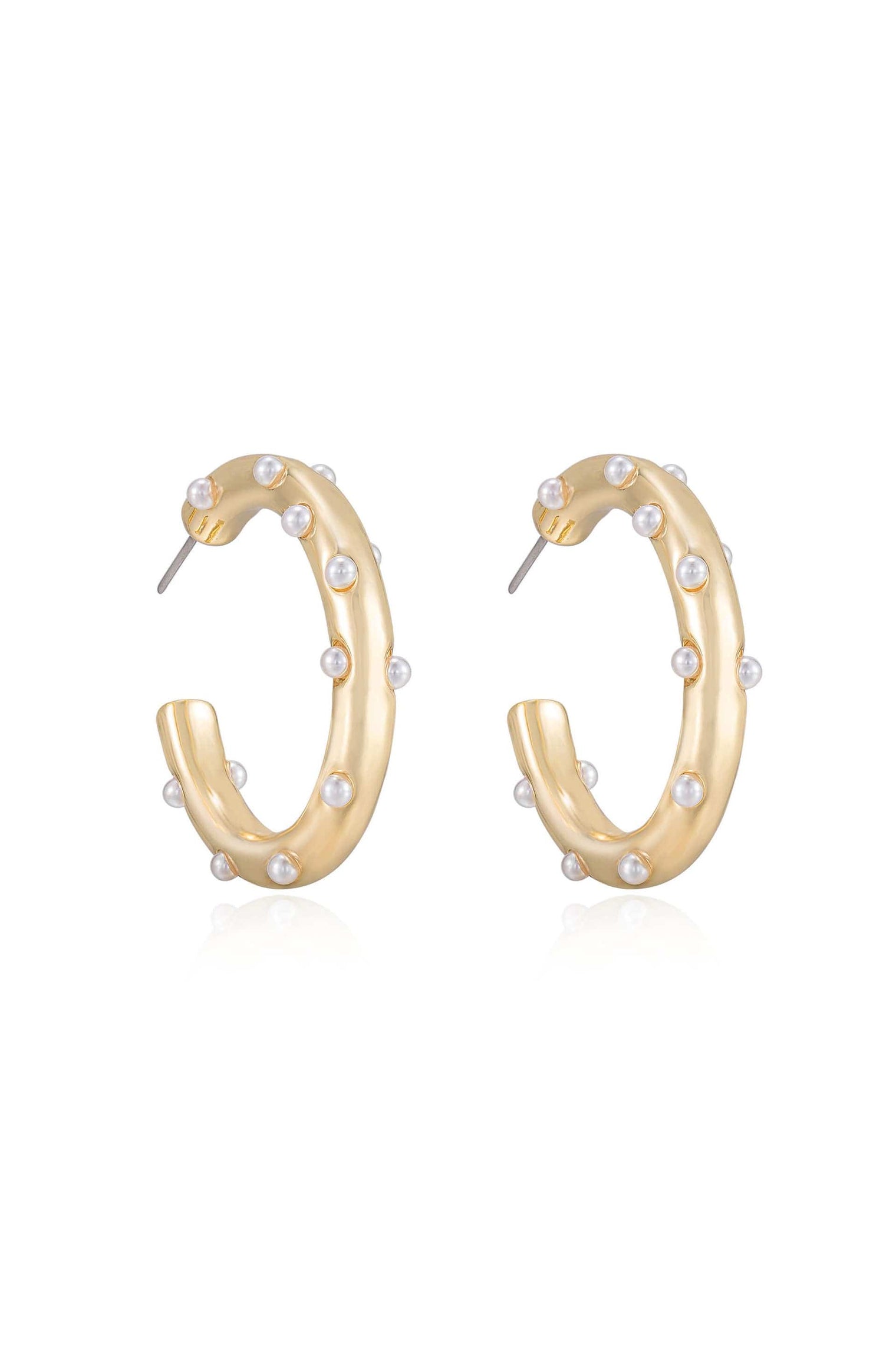 Ettika Earrings Pearl / One Size Spotted Pearl Hoop Earrings