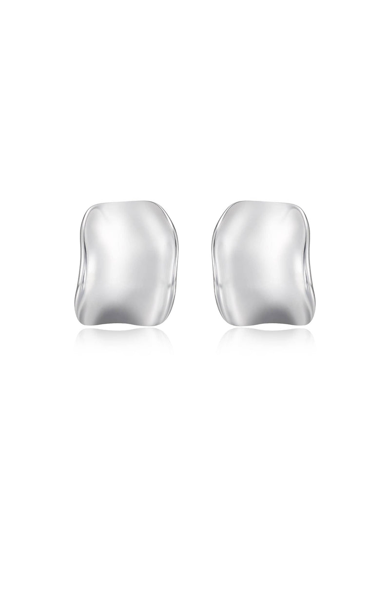 Ettika Earrings Rhodium / One Size Curved Stud Earrings