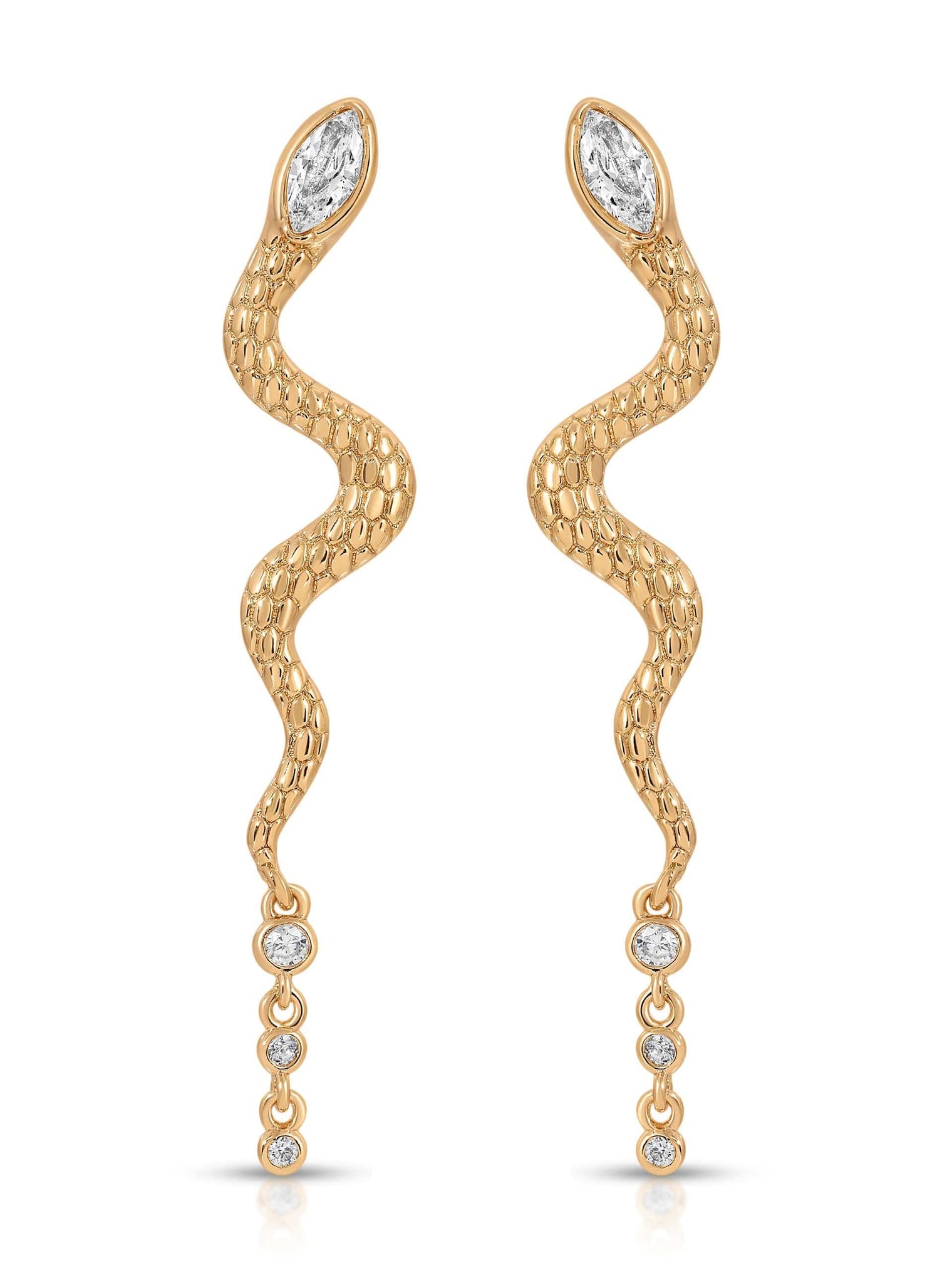 Ettika Earrings Clear Crystal with 18k Gold Plating / One Size Serpentina Earrings