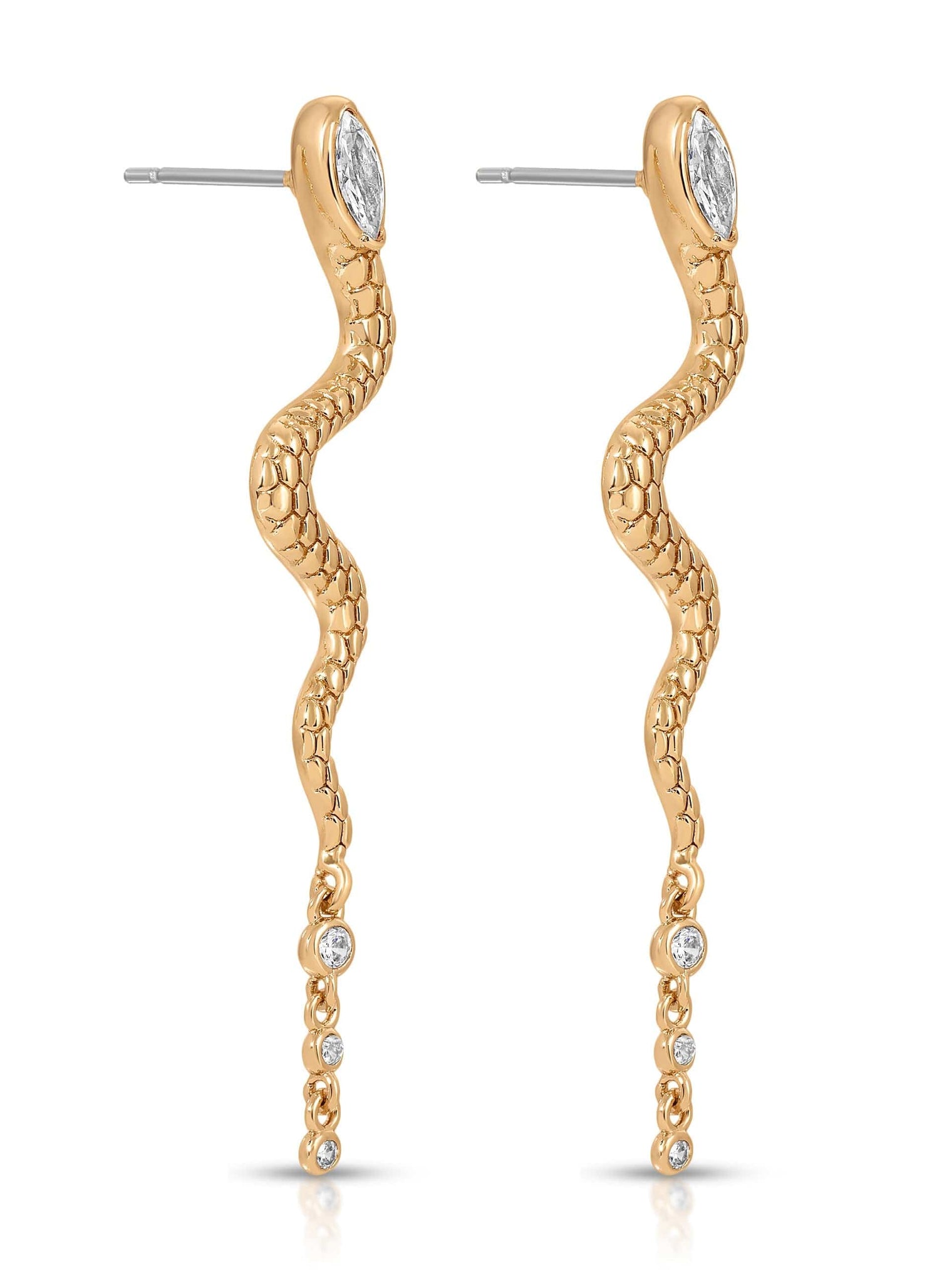 Ettika Earrings Clear Crystal with 18k Gold Plating / One Size Serpentina Earrings