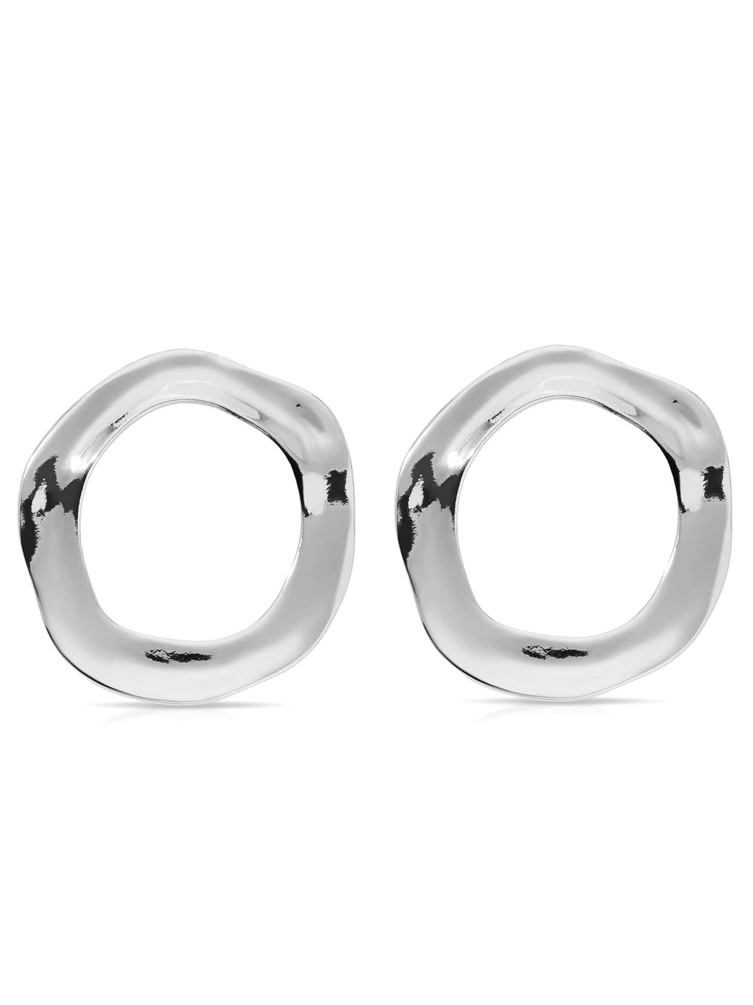 Ettika Earrings Silver Plated / One Size Open Circle Earrings
