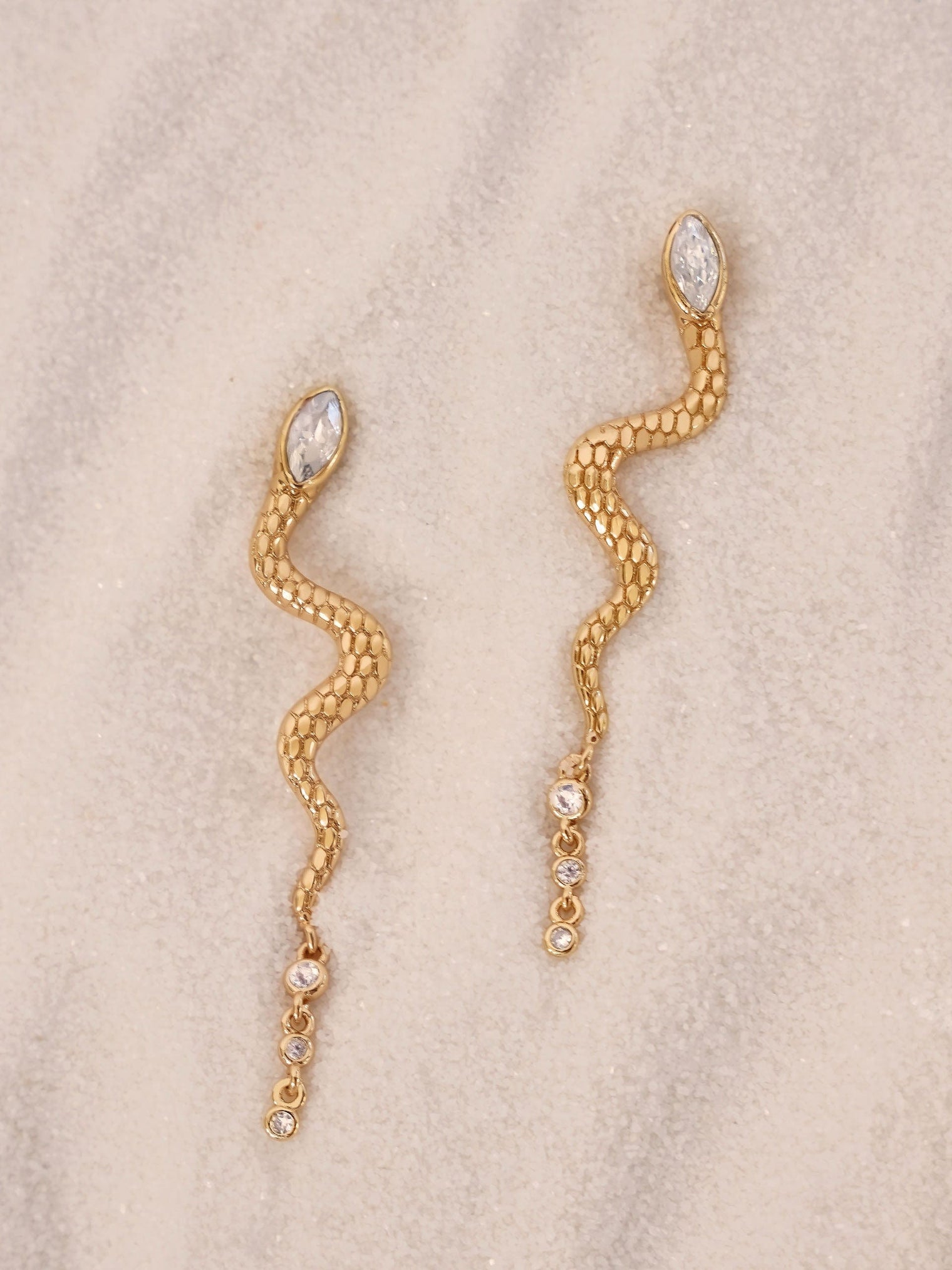 Ettika Earrings Clear Crystal with 18k Gold Plating / One Size Serpentina Earrings