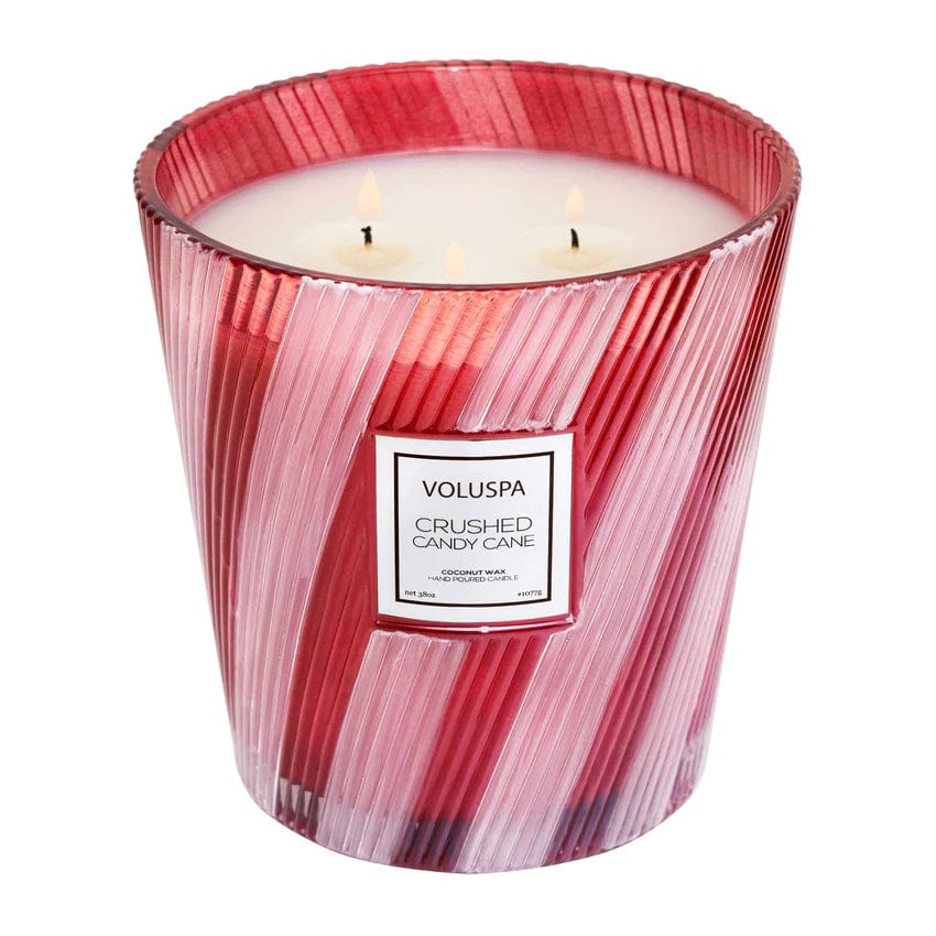 Eiluj Beauty Candle Crushed Candy Cane Voluspa 3 Wick Holiday Candle