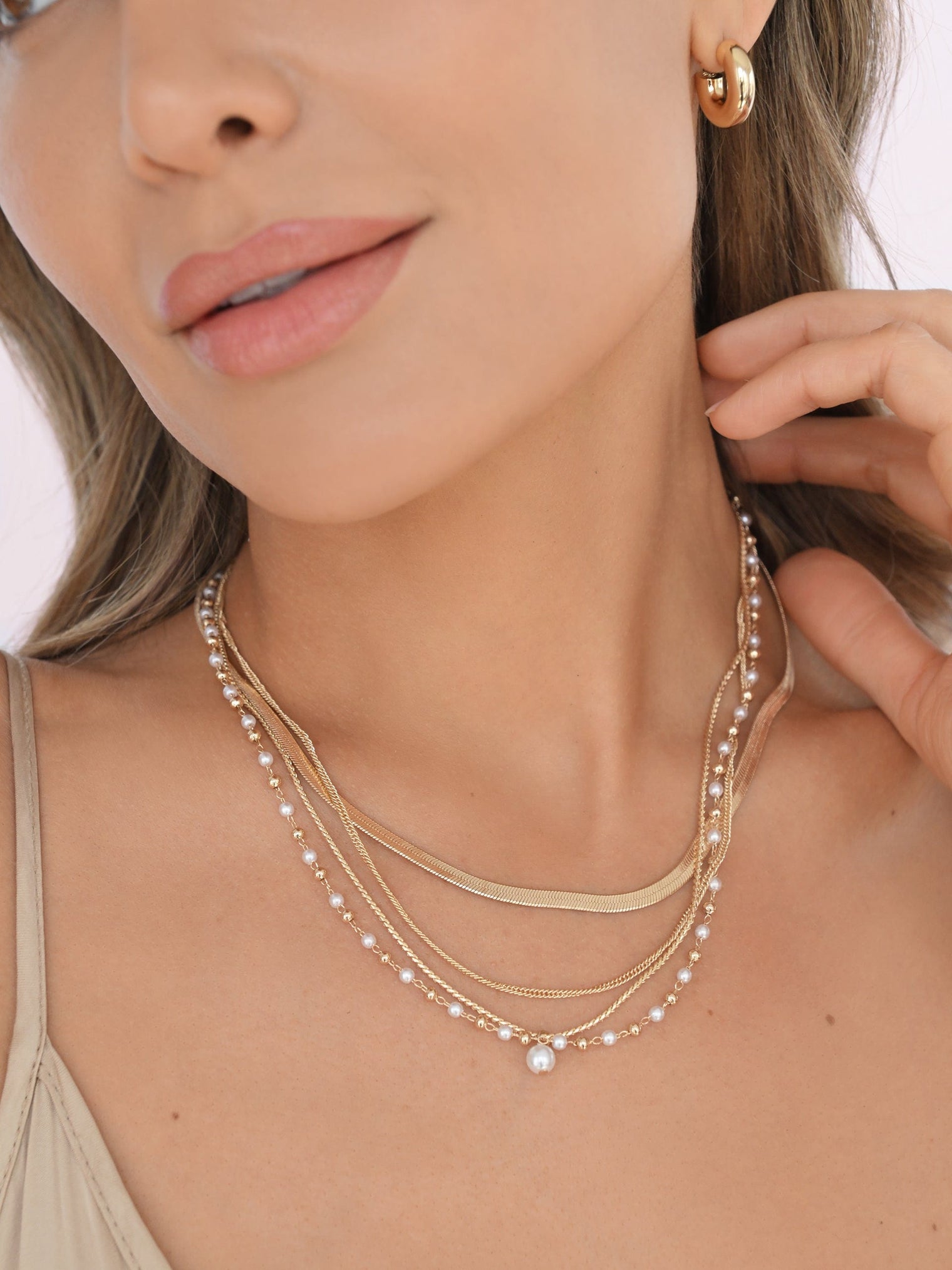 Ettika Necklaces Pearl with 18k Gold Plating / One Size All the Chains Pearl Layered Necklace