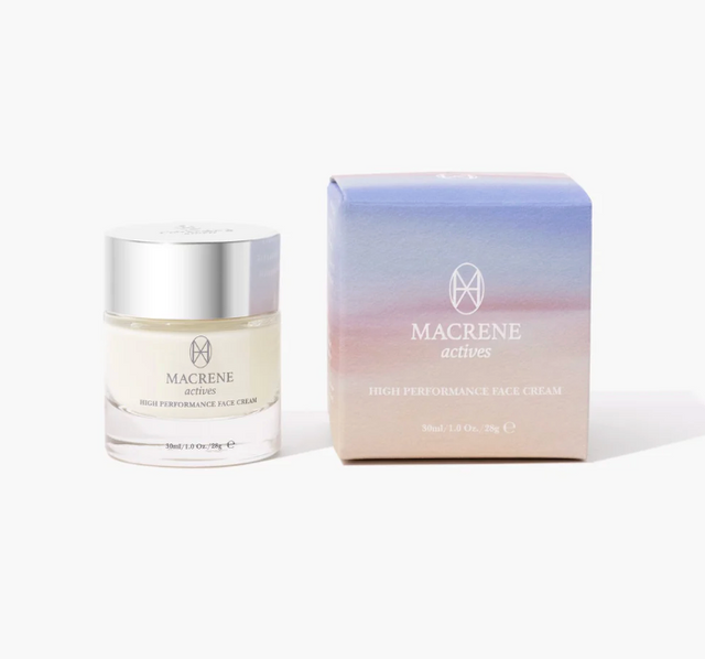 Macrene actives high performance face cream jar and box on a white background