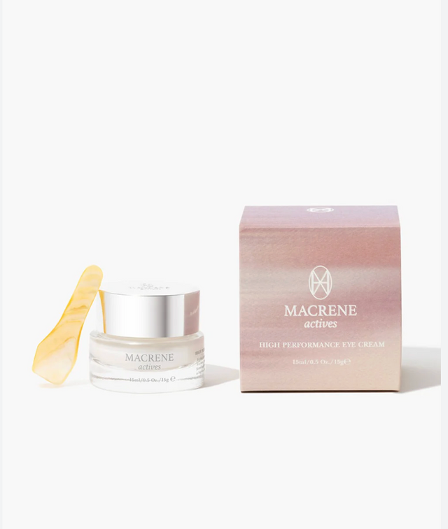 Macrene eye cream jar and packaging on a white background