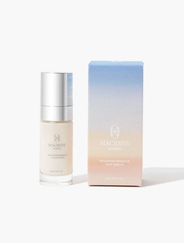 Skincare bottle and packaging with gradient design on a white background