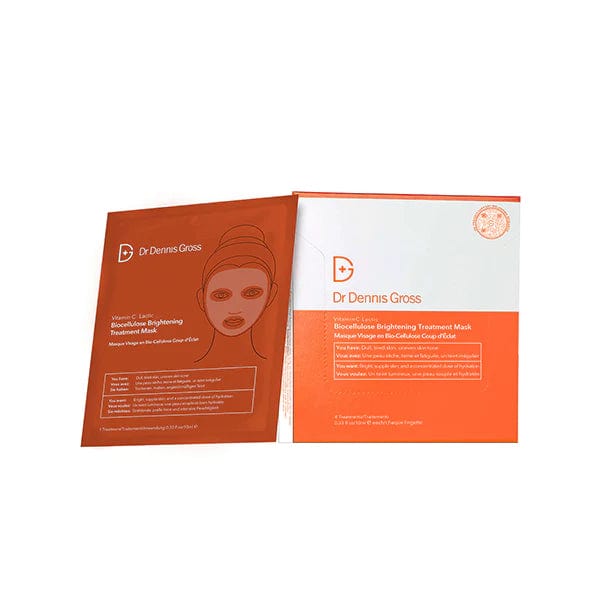 Dr. Dennis Gross Face Mask 4 Pack Vitamin C Lactic Biocellulose Brightening Treatment Mask