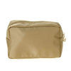 Mimi Cosmetic Bag Taupe Emma Round Zippered Nylon Cosmetic Pouch