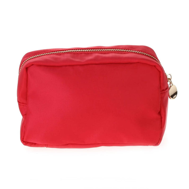 Mimi Cosmetic Bag Red Emma Round Zippered Nylon Cosmetic Pouch