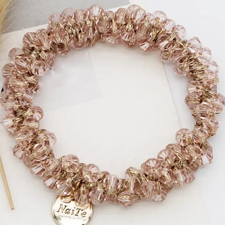 Eiluj Beauty Pink Crystal Scrunchie