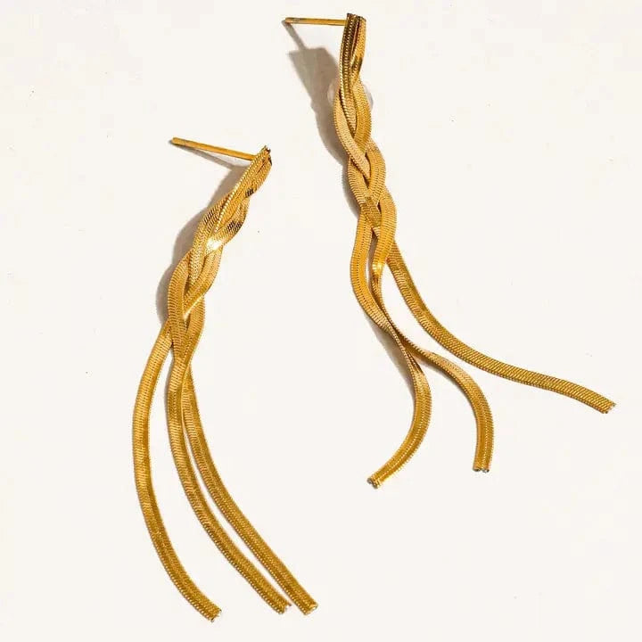 Flânerie by MAIQ Earrings Zed 18K Gold Non-Tarnish Braided Tassel Earring