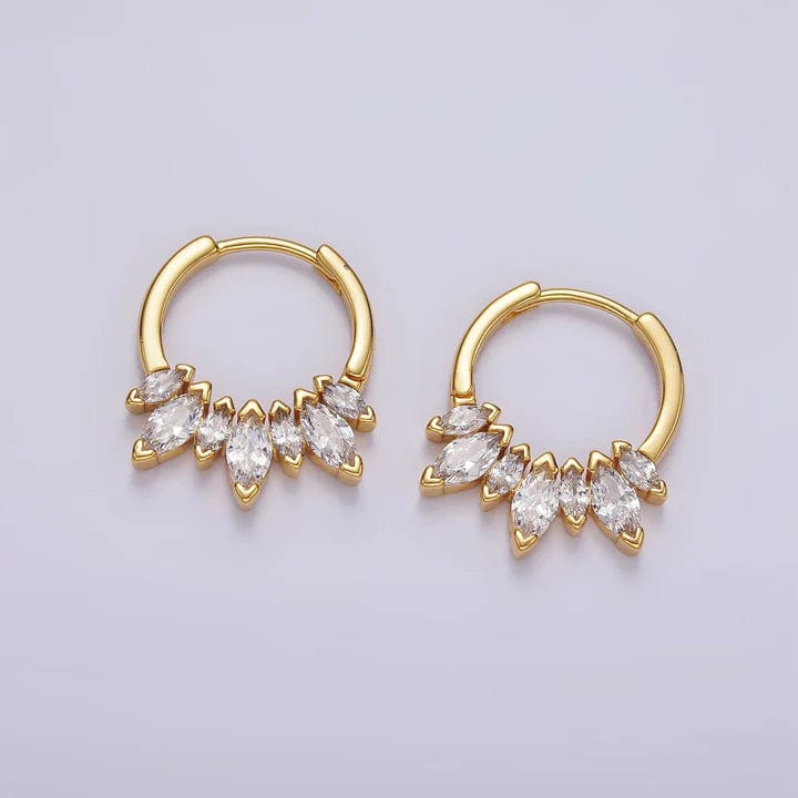Eiluj Accessories Jewelry Gold Filled Clear Marquise Earring