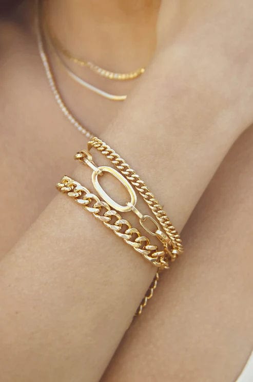 Ettika Jewelry Chain Game 18k Gold Plated Bracelet Set of 3
