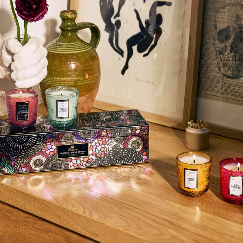 Voluspa Gift Set 4 Petite Pedestal Candle Gift Set