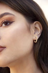 Eiluj Beauty Mini Crystal Cluster Heart  18K Gold Plated Hoop Earrings