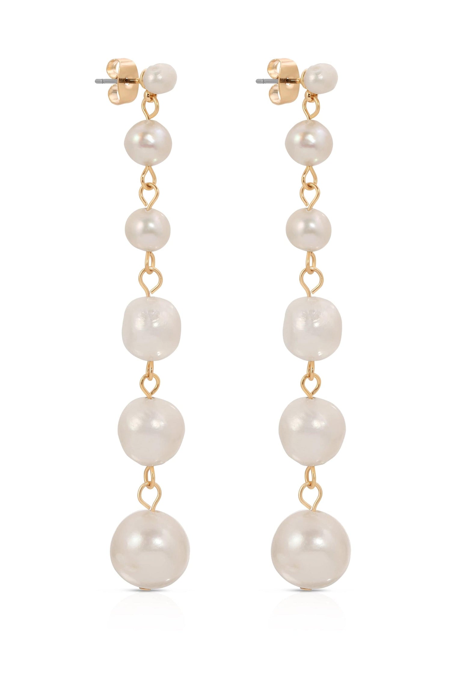 Ettika Earrings Freshwater Pearl / One Size Graduating Freshwater Pearl Earrings