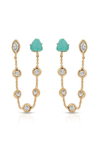Ettika Earrings Turquoise with 18k Gold Plating / One Size Double Piercing Turquoise Earrings