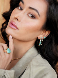 Ettika Earrings Turquoise with 18k Gold Plating / One Size Double Piercing Turquoise Earrings