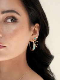 Ettika Earrings Turquoise with 18k Gold Plating / One Size Double Piercing Turquoise Earrings