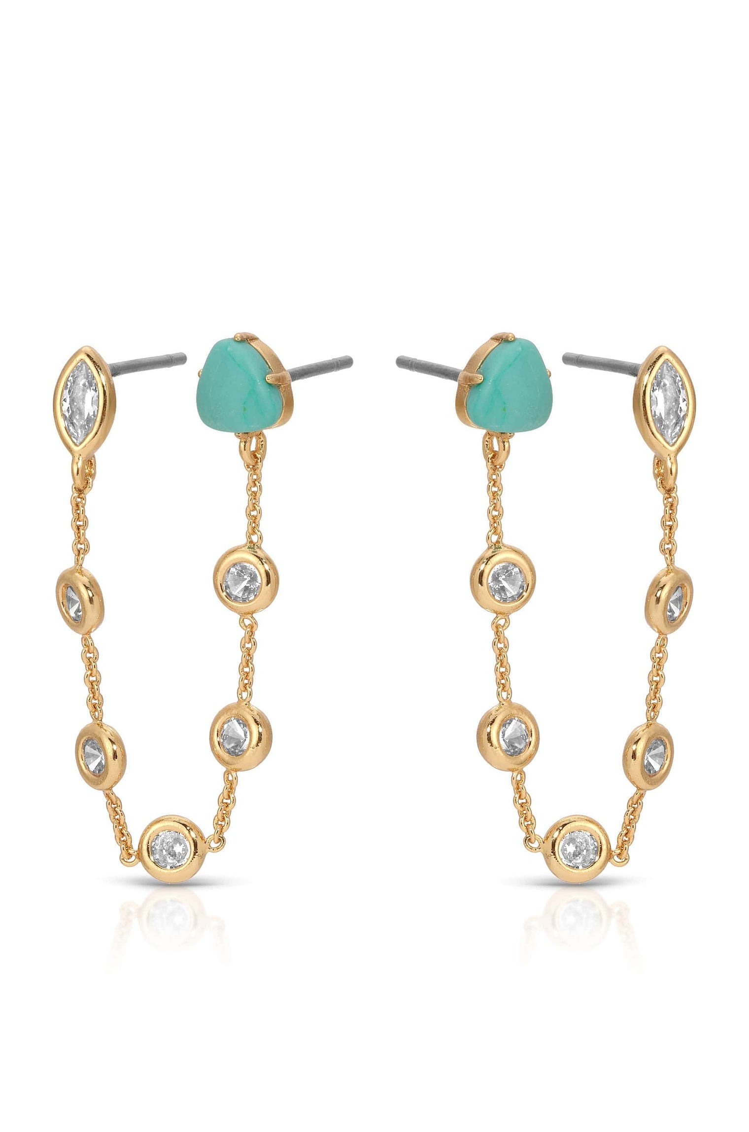 Ettika Earrings Turquoise with 18k Gold Plating / One Size Double Piercing Turquoise Earrings