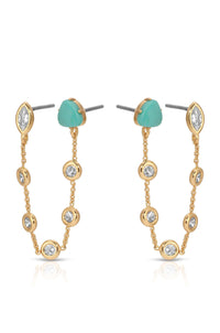 Ettika Earrings Turquoise with 18k Gold Plating / One Size Double Piercing Turquoise Earrings