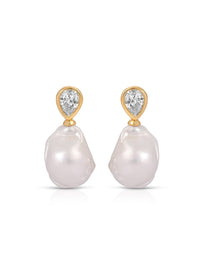 Ettika Earrings Clear Crystal with 18k Gold Plating / One Size Freshwater Heirloom Earrings