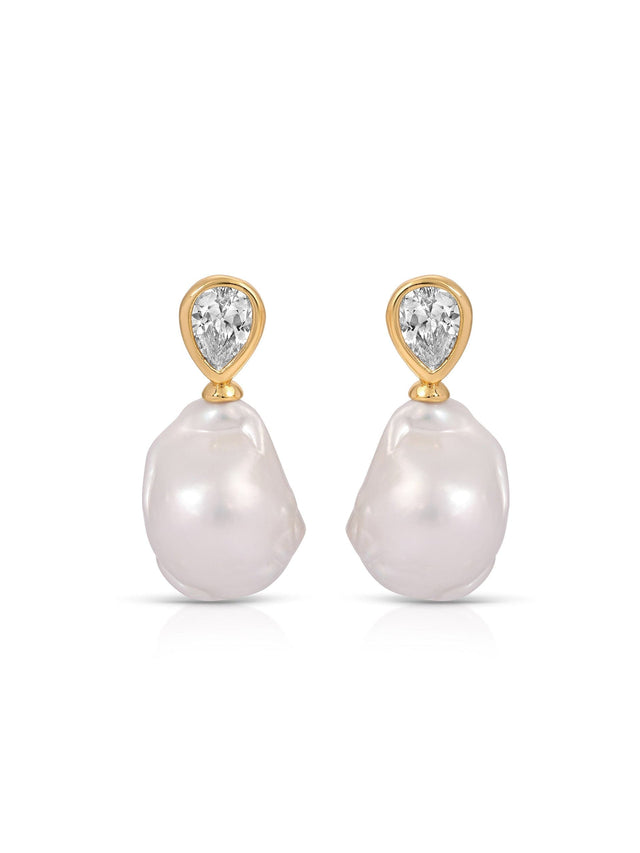 Ettika Earrings Clear Crystal with 18k Gold Plating / One Size Freshwater Heirloom Earrings