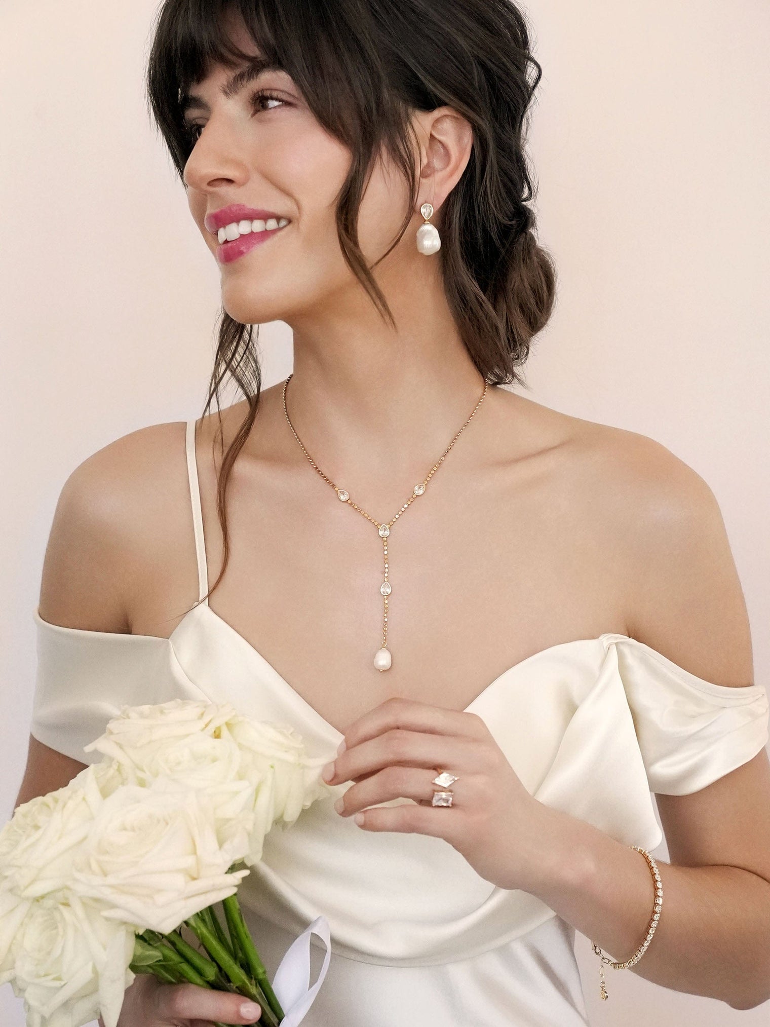 Ettika Earrings Clear Crystal with 18k Gold Plating / One Size Freshwater Heirloom Earrings