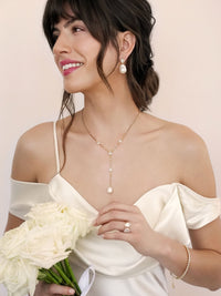 Ettika Earrings Clear Crystal with 18k Gold Plating / One Size Freshwater Heirloom Earrings