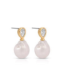 Ettika Earrings Clear Crystal with 18k Gold Plating / One Size Freshwater Heirloom Earrings