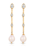 Ettika Earrings Clear Crystal with 18k Gold Plating / One Size Droplet Crystal and Pearl Earring