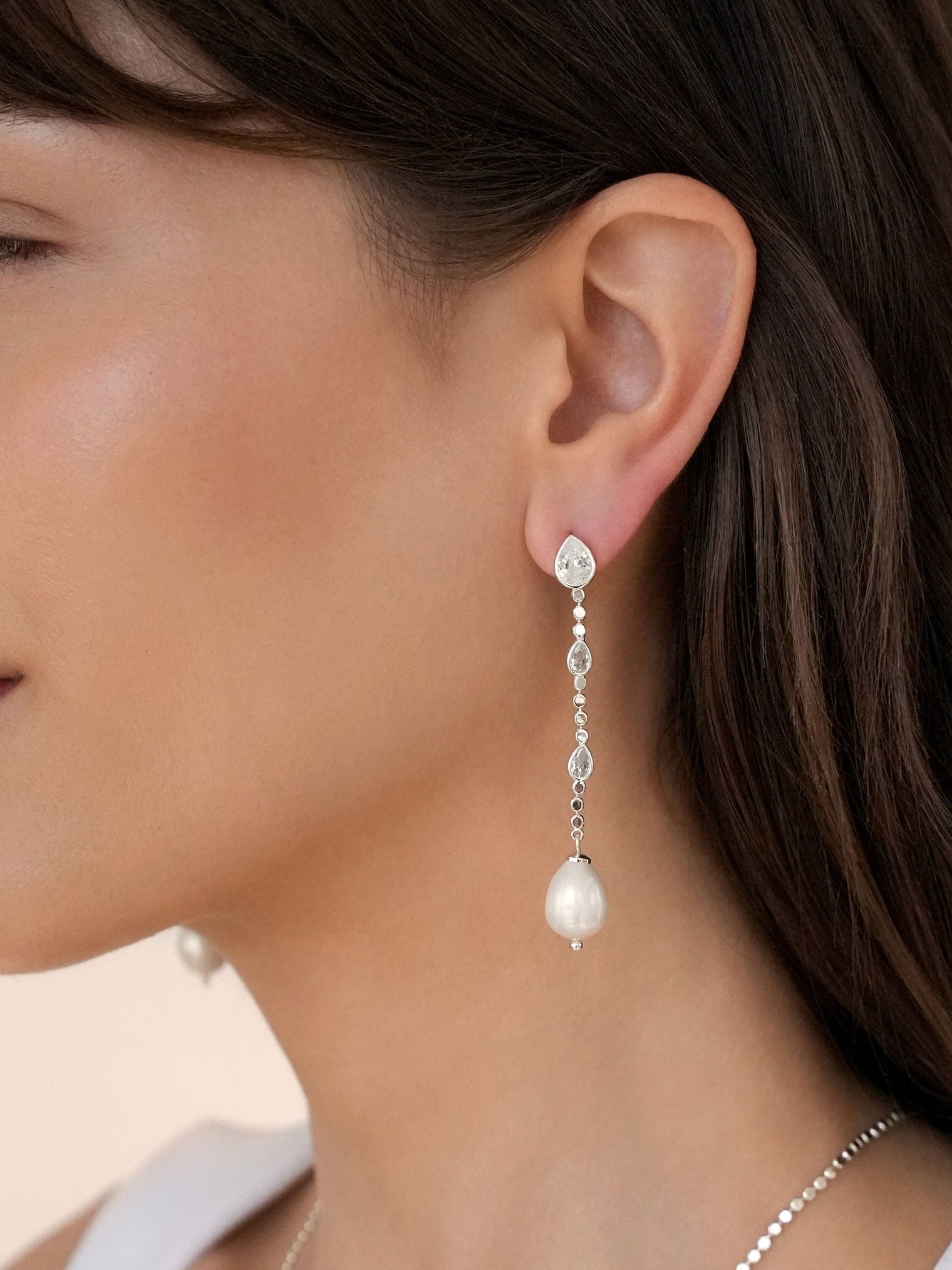 Ettika Earrings Droplet Crystal and Pearl Earring