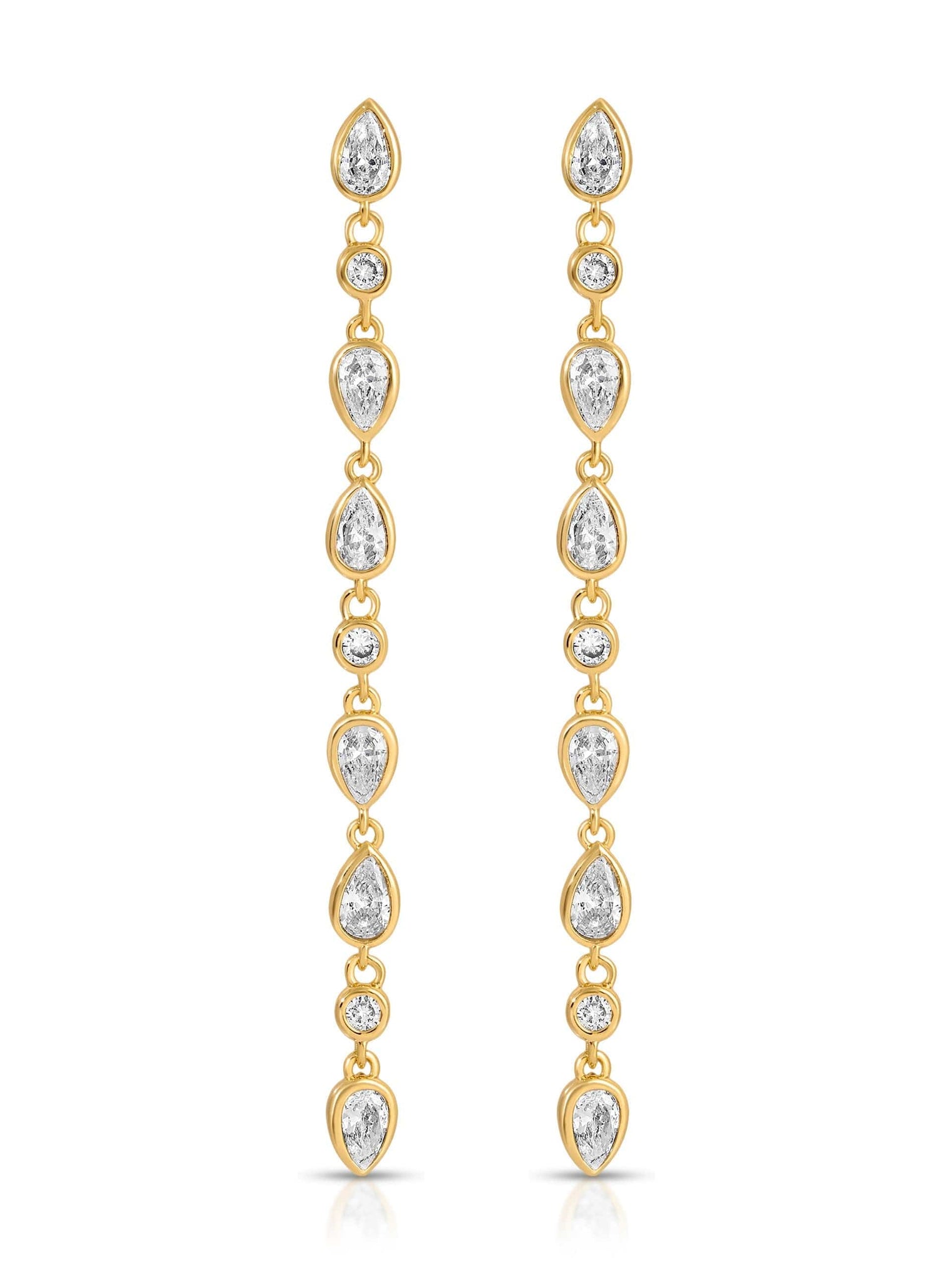 Ettika Earrings Clear Crystal with 18k Gold Plating / One Size Crystal Rainfall Earrings